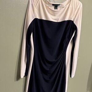 Lauren Ralph Lauren Black and White Long Sleeve Dress